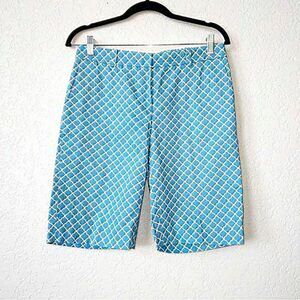 Brooks Brothers Turquoise Blue Geometric Print‎ Bermuda Shorts Size 4